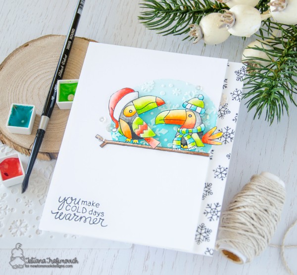 You Make Cold Days Warmer #handmade card by Tatiana Trafimovich #tatianacraftandart - Santa Toucan Party stamp set by Newton's Nook Designs #newtonsnook