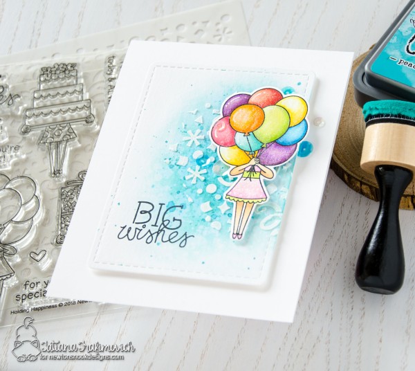 BIG Wishes #handmade card by Tatiana Trafimovich #tatianacraftandart - Holding Happiness stamp set by Newton's Nook Designs #newtonsnook