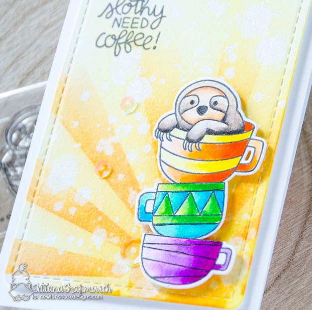 Feeling Slothy Need Coffee #handmade card by Tatiana Trafimovich #tatianacraftandart - Slothy Coffee stamp set by Newton's Nook Designs #newtonsnook