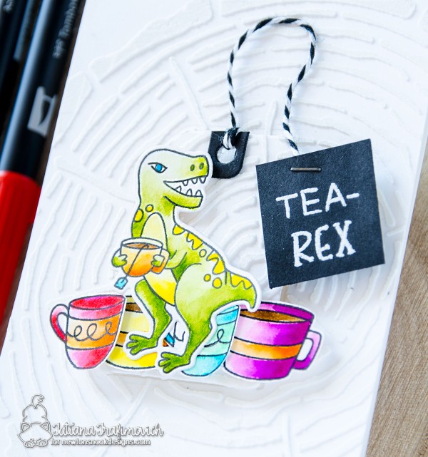 Tea-Rex #handmade card by Tatiana Trafimovich #tatianacraftandart - Tea-Rex stamp set by Newton's Nook Designs #newtonsnook