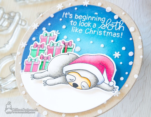 It's Beginning To Look A SLOTH Like Christmas #handmade card by Tatiana Trafimovich #tatianacraftandart - Slothy Christmas stamp set by Newton's Nook Designs #newtonsnook