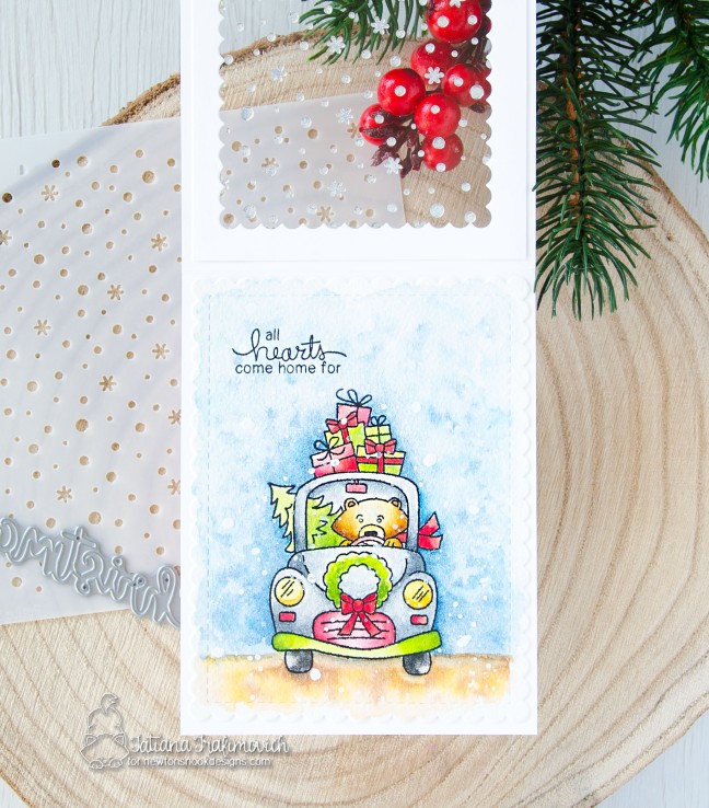All Hearts Come Home For Christmas #handmade card by Tatiana Trafimovich #tatianacraftandart - Winston's Home For Christmas stamp set by Newton's Nook Designs #newtonsnook