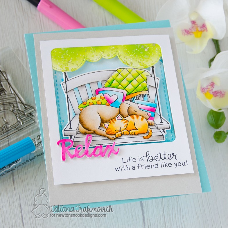Life Is Better With A Friend Like You #handmade card by Tatiana Trafimovich #tatianacraftandart - Porch Swing Friends stamp set by Newton's Nook Designs #newtonsnook