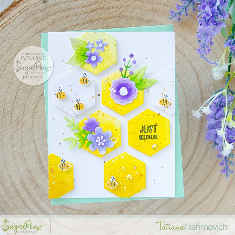 Just Beecause #handmade card by Tatiana Trafimovich #tatianacraftandart - stamp and die sets by SugarPea Designs #sugarpeadesigns
