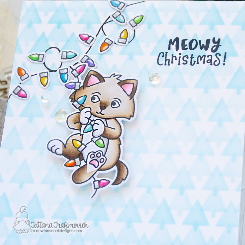 Meowy Christmas #handmade card by Tatiana Trafimovich #tatianacraftandart - A Kitten Christmas stamp set by Newton's Nook Designs #newtonsnook