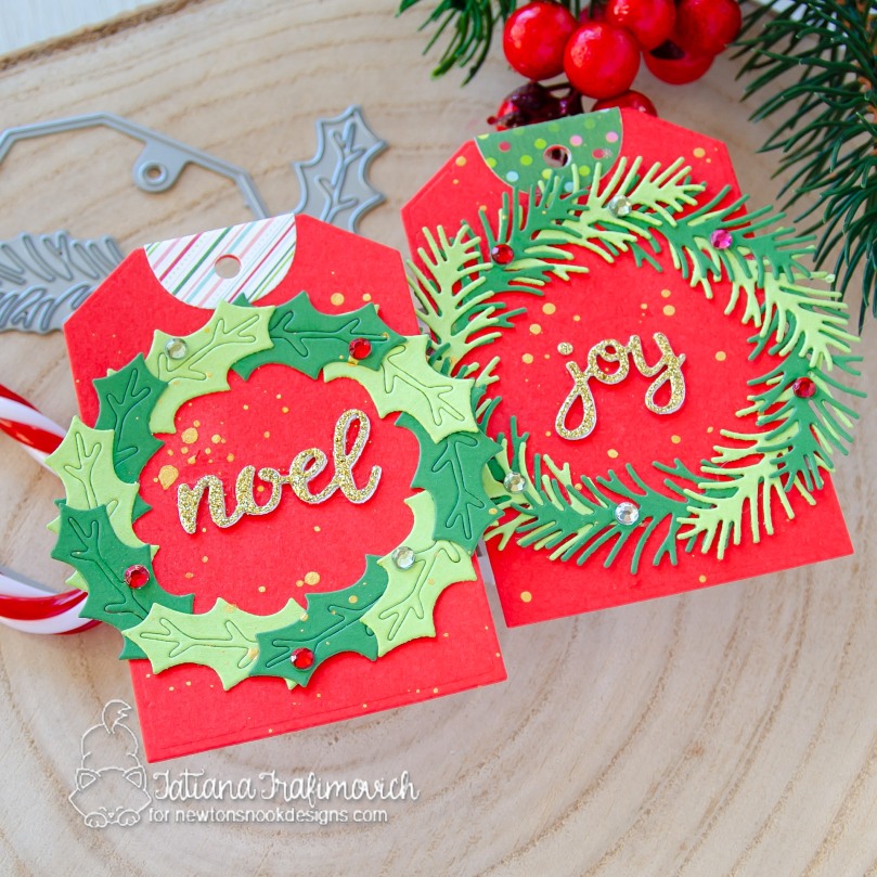 Christmas #handmade tags by Tatiana Trafimovich #tatianacraftandart - Pines & Holly Die Set by Newton's Nook Designs #newtonsnook